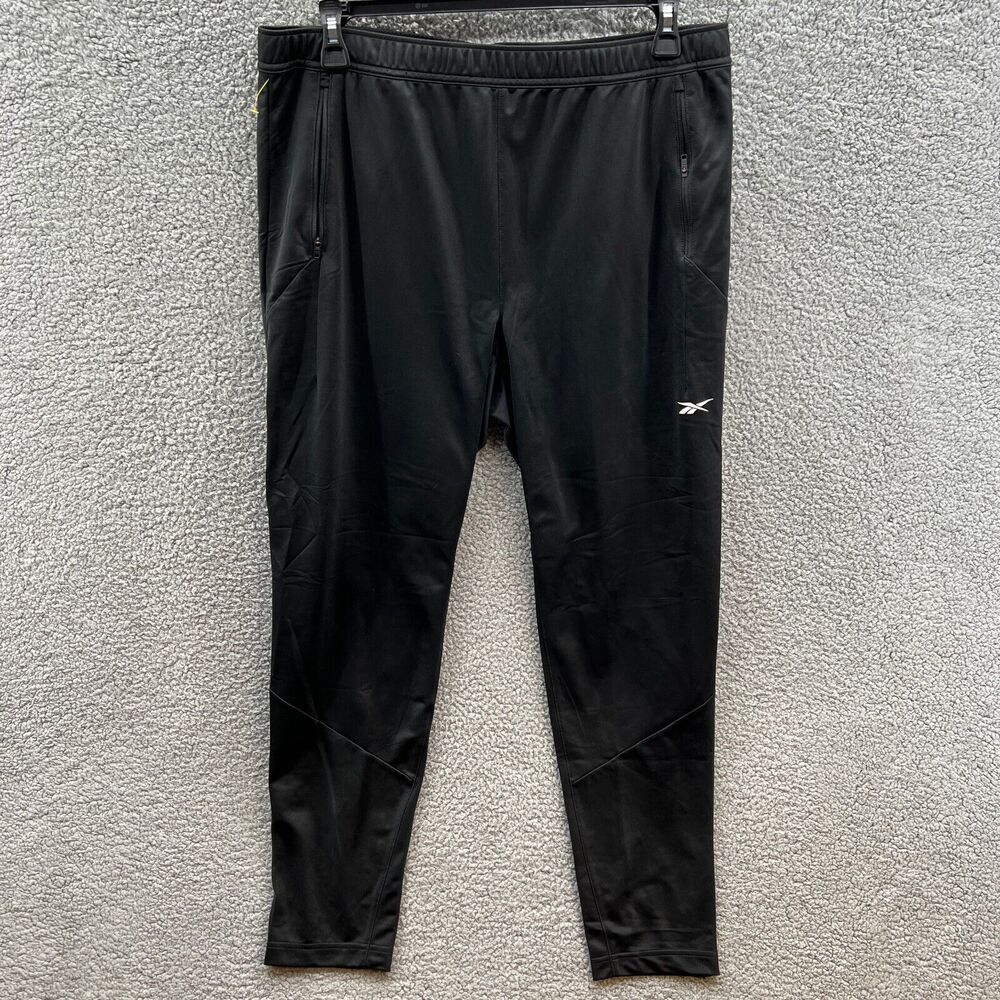 Reebok Mens XL Sweatpants Black Athletic Jogger Workout Sweats Tapered Gym